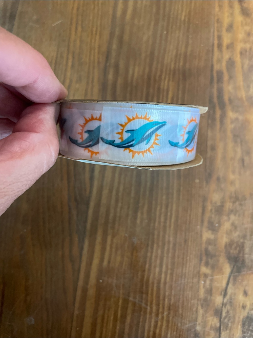 NFL Miami Dolphins Decorative Ribbon Spool NEW 7/8x9ft.